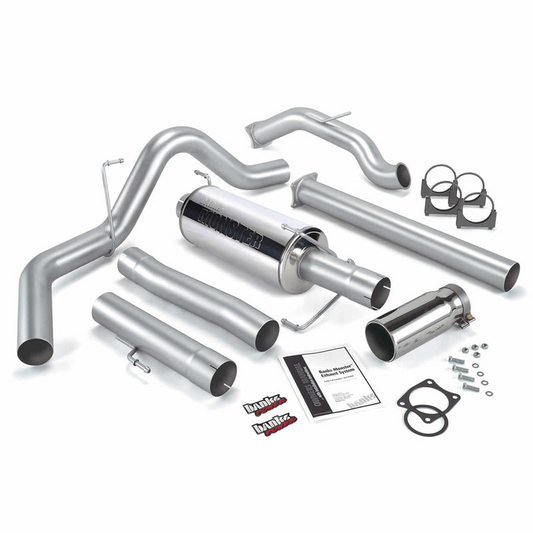 Banks Power Monster Exhaust System Single Exit Chrome Round Tip 03-04 Dodge 5.9L SCLB/CCSB W/Catalytic Converter Banks Power