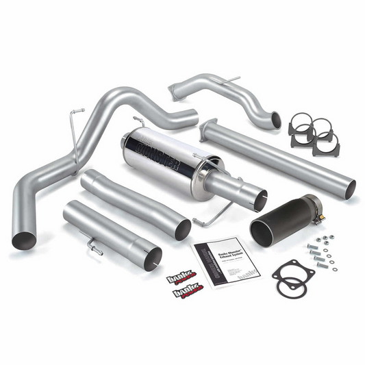 Banks Power Monster Exhaust System Single Exit Black Round Tip 03-04 Dodge 5.9 SCLB/CCSB W/Catalytic Converter Banks Power